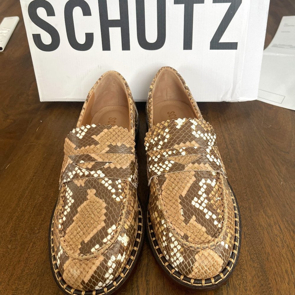 Christie Snake-Embossed Leather Flat Loafer NWT